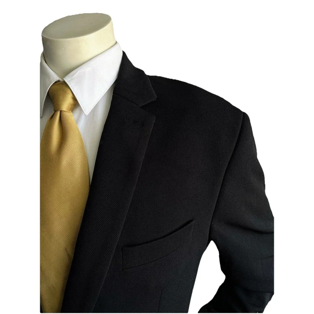 New Barabas Men Blazer 46R Formal Dinner Jacket Gold Buttons Slim Fit Black